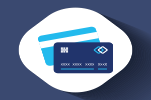 Two cards representing credit card skimming
