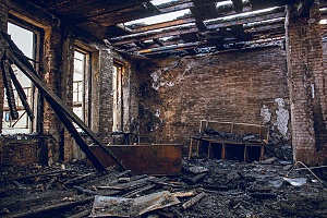 a fire damaged building that used to belong to a cannabis cultivator