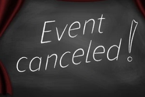 event canceled notice written with chawlk