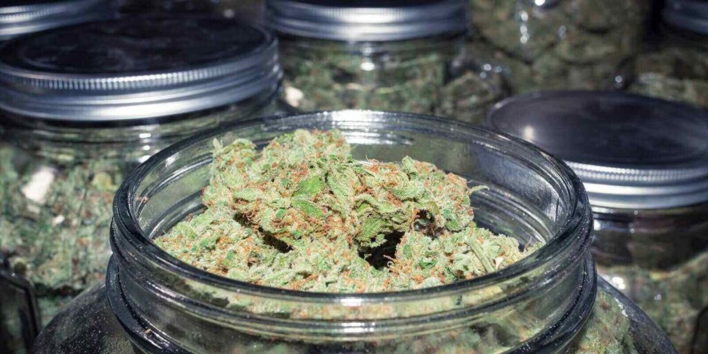 cannabis dispensary marijuana product in glass Jjr
