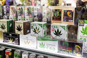 cannabis products on sale in a dispensary