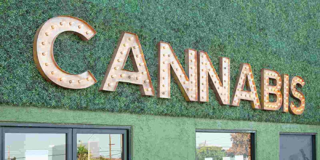 view of a general cannabis sign on the front of a building
