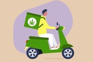 cannabis delivery guy on bike illustration