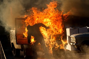 filming an explosion scene on set with high liability risk equipment