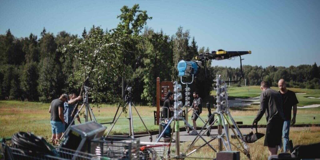 filming equipment and a team of specialists in filming movies
