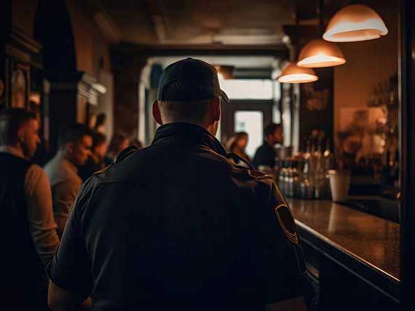 Angry man sitting at a bar