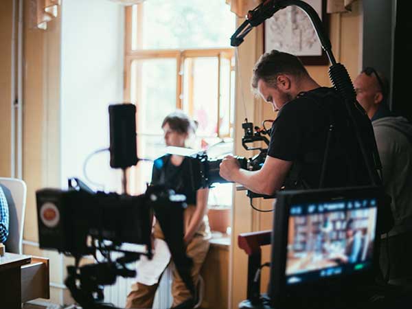 Videographer on the set of a film shoot