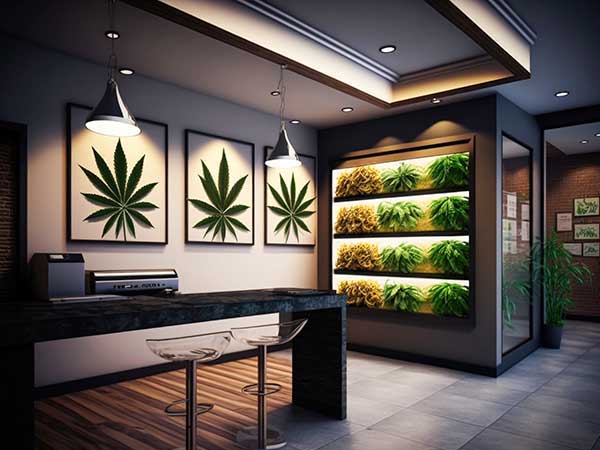View of the inside of a cannabis dispensary
