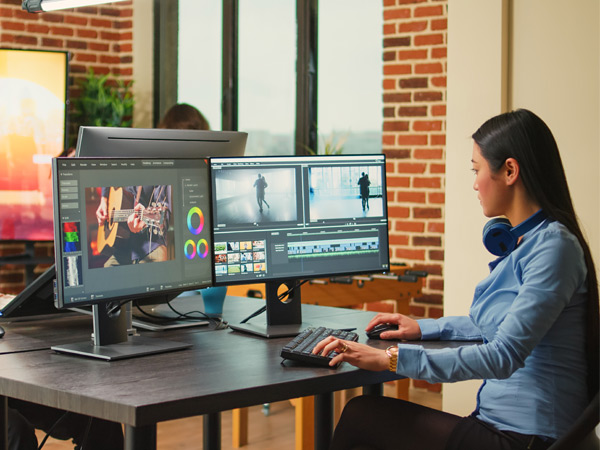 Woman Editing Video