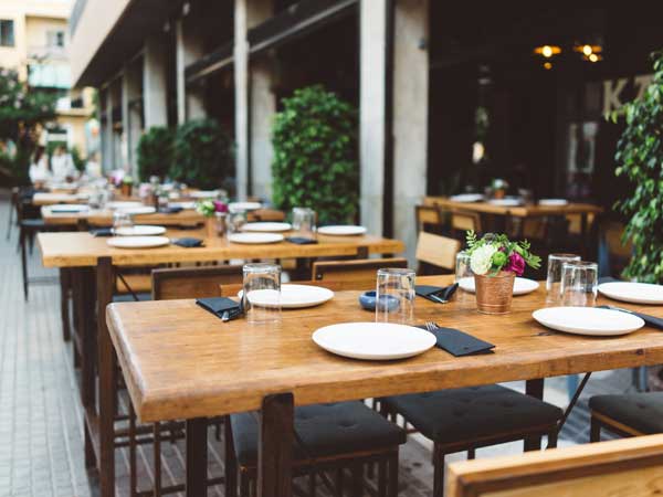 Outdoor seating at a restaurant