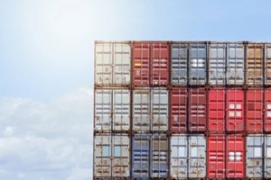 cargo containers against blue sky