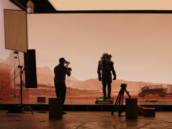 feature film of a space exploration project with a camera crew