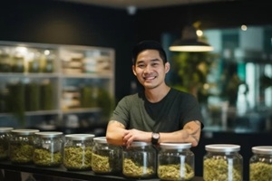 cannabis store owner at the shop