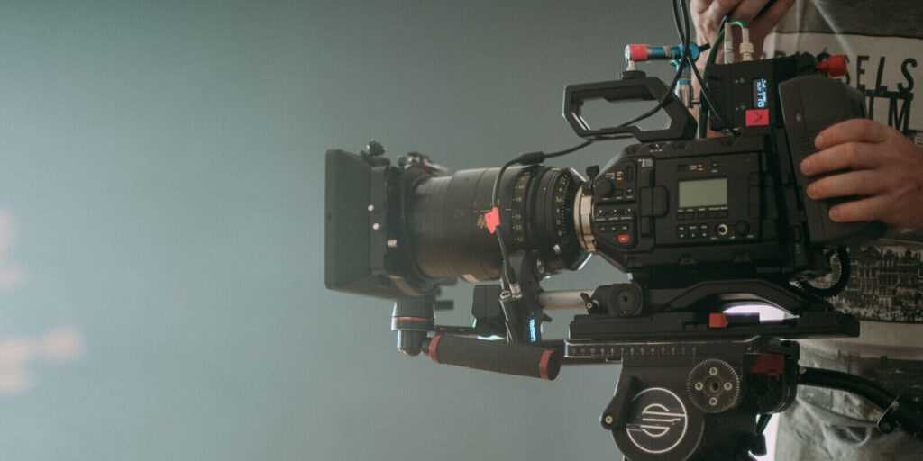 professional film and video camera on the set