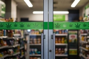door of a cannabis dispensary