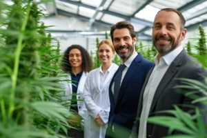 innovative cannabis business happy professionals at work