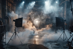 A Studio with Smoke and Lights for Emergency Mock Drill
