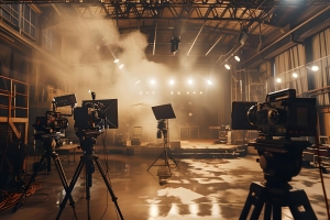 Equipment Setup in Video Production Studio