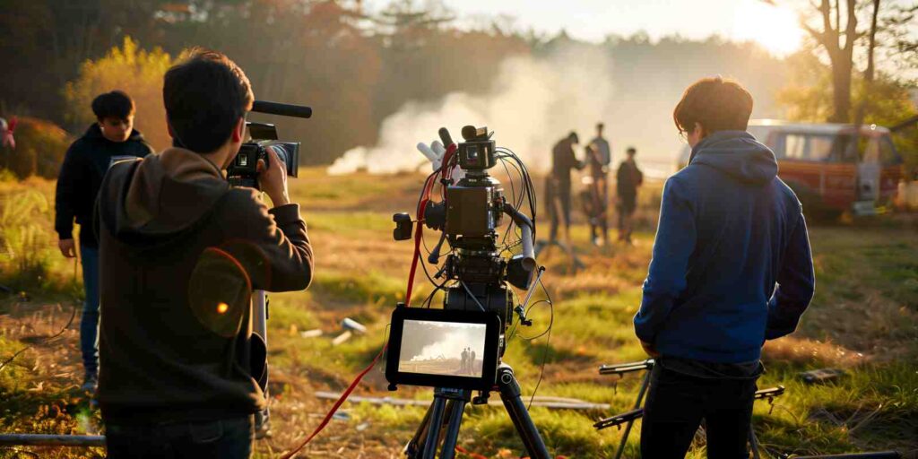 Film Production Crew at Work in North America