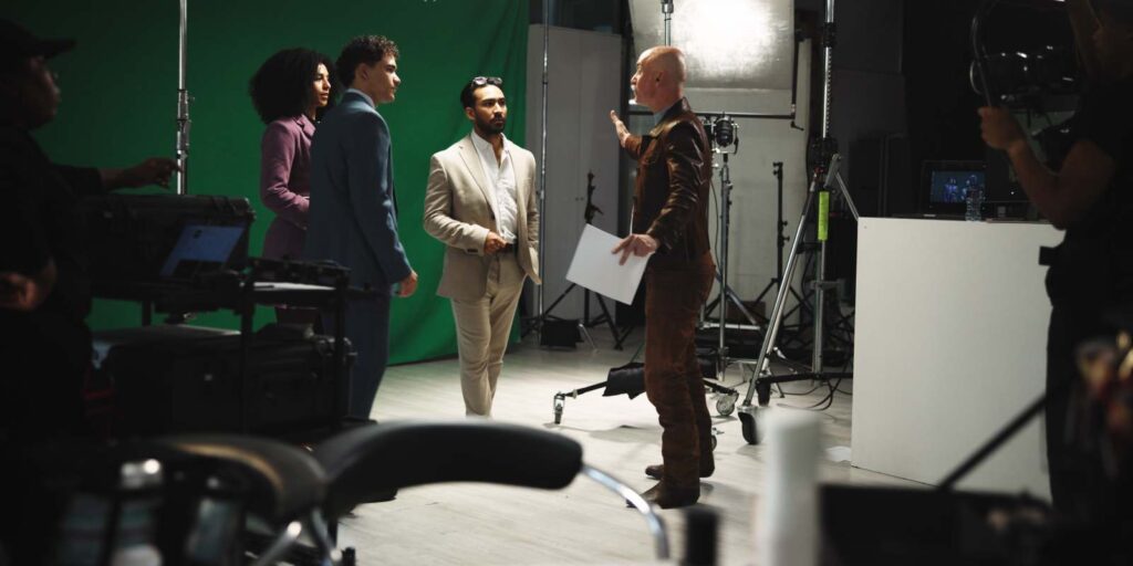 Filming Team Working on A Cross Border Production Set