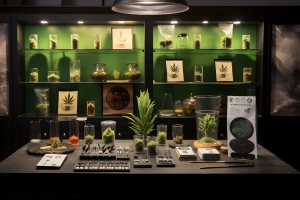 Cannabis Products Displayed in A Dispensary