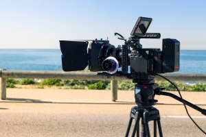 Video Camera Setup on The Road Near Sea