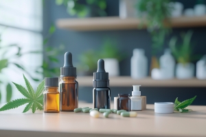 Edibles and Extracts on Table in A Dispensary