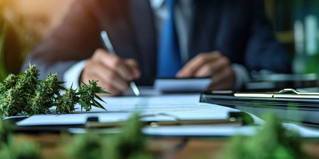Cannabis Business Owner Reviewing Insurance Coverage Documents