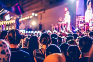 People at Live Concert in Front of Stage