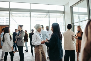 Diverse Professionals Networking at a Business Event