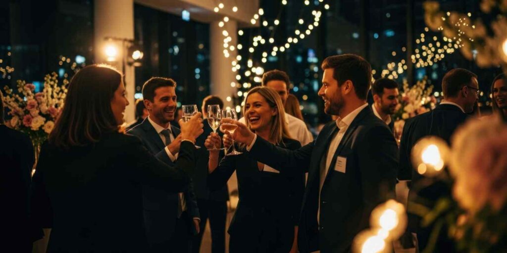 Group of Professional People Enjoying in Nighttime Event