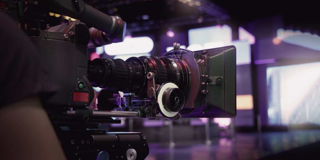 High-Quality Camera Equipment Setup and Professional Film Crew Team